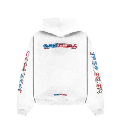 WAR READY "DONNY BOY" WHITE ZIP UP HOODIE