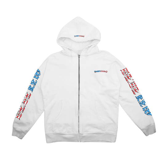 WAR READY "DONNY BOY" WHITE ZIP UP HOODIE